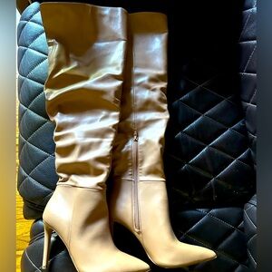 Nude Beige boots over the knee